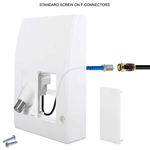 1STec Latest Model Isolated Genuine Virgin Media White Internal use Wall Box Outlet Socket with Euro Module Angled F-Connector Isolator for TiVo Digital TV or Superhub Broadband Modem Indoor Feed