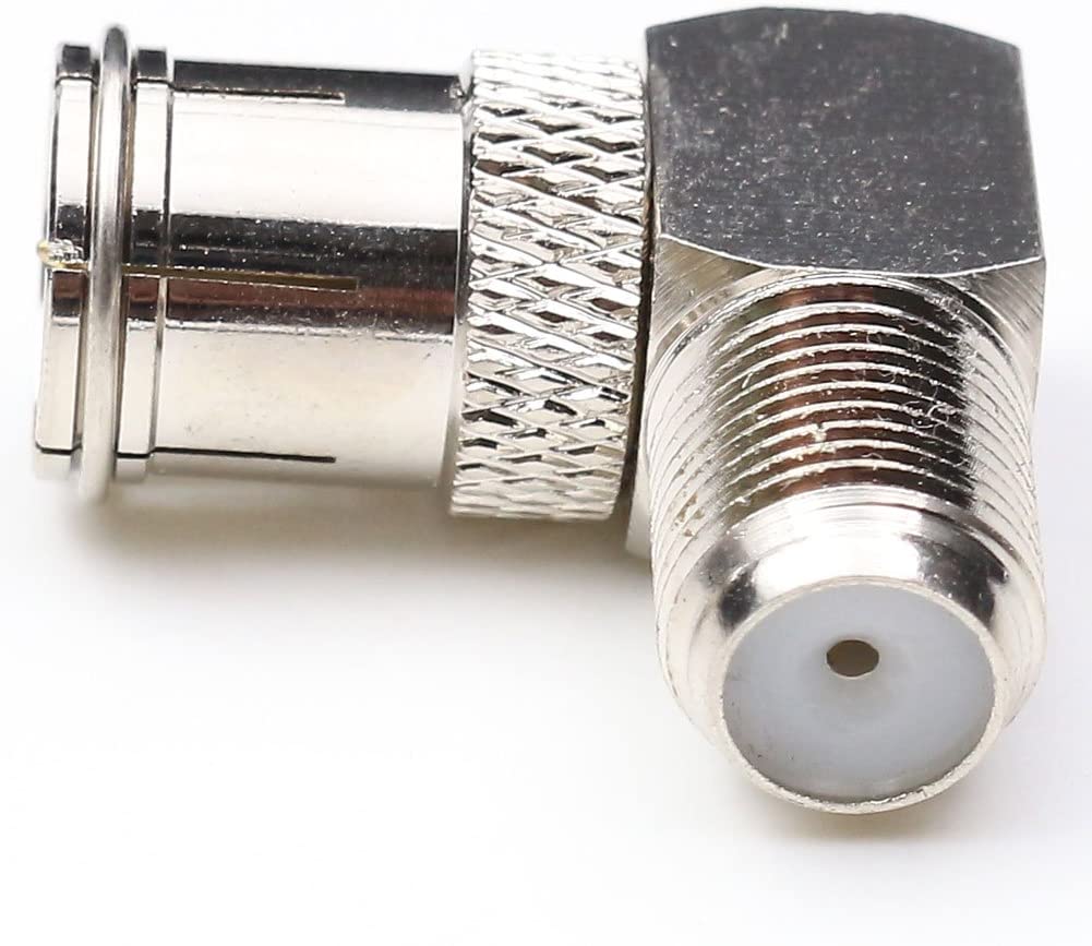 1STec 2 x F-Type Female to Quick Push On Male Plug Right Angle 90° Degree Connector F-pin Coax Coaxial Cable Quick Connect Adapte