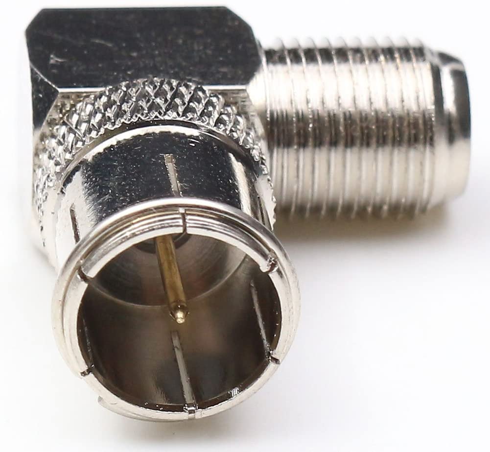 1STec 2 x F-Type Female to Quick Push On Male Plug Right Angle 90° Degree Connector F-pin Coax Coaxial Cable Quick Connect Adapte