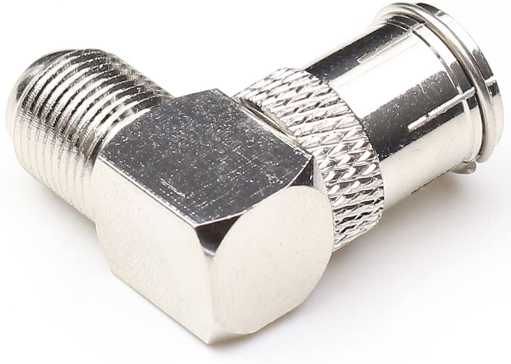 1STec 2 x F-Type Female to Quick Push On Male Plug Right Angle 90° Degree Connector F-pin Coax Coaxial Cable Quick Connect Adapte