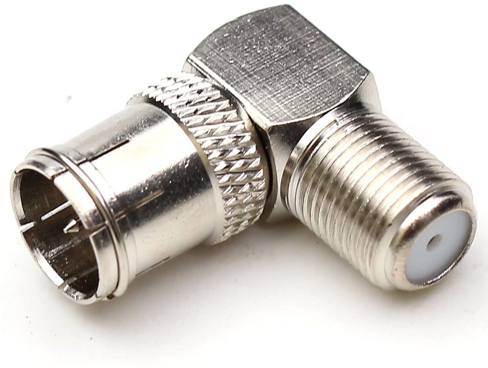 1STec 2 x F-Type Female to Quick Push On Male Plug Right Angle 90° Degree Connector F-pin Coax Coaxial Cable Quick Connect Adapte