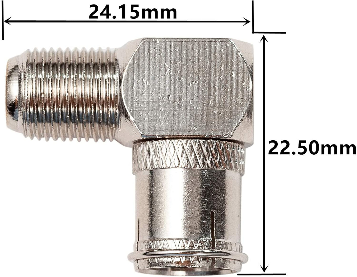 1STec 2 x F-Type Female to Quick Push On Male Plug Right Angle 90° Degree Connector F-pin Coax Coaxial Cable Quick Connect Adapte