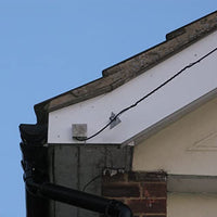 1STec 2 x Heavy Duty BT Droprire Triangular Wall Bracket 22 with circle loop + Overhead dead end clamp for Telephone Cable Garden Catenary Wire Suspension Turnbuckle Installation in Concrete Masonry