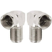 1STec 2 x Right Angled Male F-connector Adaptors to 90° Female Sockets for Sky Plus Digital Twin Shotgun Leads or Freesat Satellite Dish Main Aerial Cable with screw-on ends Set Top Wall Box Faceplate