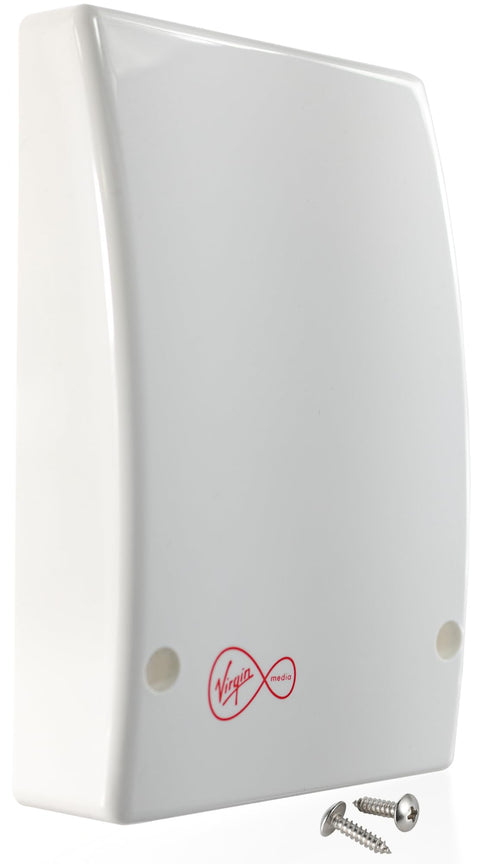 1STec White Internal Virgin Media Wall Box Housing for 2-Way Splitter Outlet or Isolators Suitable for use on TiVo V6 Digital TV & as Used by Super Fast Superhub Broadband Cable Modems with logo