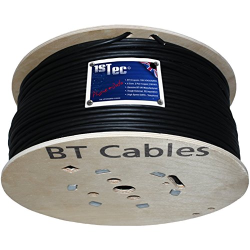 15m Genuine BT CW1412 2 Pair Black Down Lead Telephone Cable by 1STec. Supplied with Cable Clips + IDC Insertion Tool + Cable Grommets + Gel Crimps and Full Colour Instructions (15 Metre)