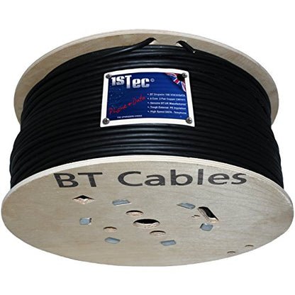 15m Genuine BT CW1412 2 Pair Black Down Lead Telephone Cable by 1STec. Supplied with Cable Clips + IDC Insertion Tool + Cable Grommets + Gel Crimps and Full Colour Instructions (15 Metre)