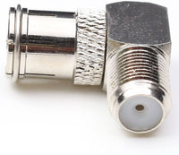 1STec 2 x F-Type Female to Quick Push On Male Plug Right Angle 90° Degree Connector F-pin Coax Coaxial Cable Quick Connect Adapte