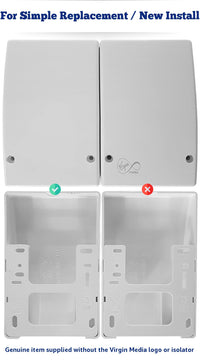 1STec 2 Pack White Internal Virgin Media Wall Box Housing for 2-Way Splitter Outlet or Isolators suitable for use on TiVo V6 Digital TV as used by Super Fast Superhub Broadband Cable Modems (2 Indoor)