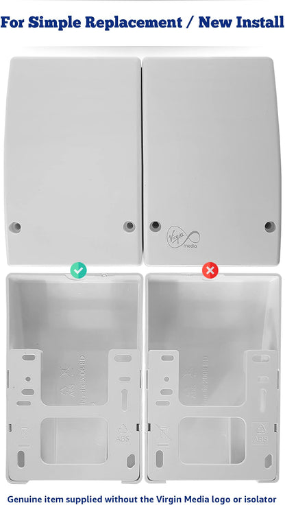 1STec 2 Pack White Internal Virgin Media Wall Box Housing for 2-Way Splitter Outlet or Isolators suitable for use on TiVo V6 Digital TV as used by Super Fast Superhub Broadband Cable Modems (2 Indoor)