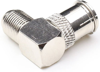 1STec 2 x F-Type Female to Quick Push On Male Plug Right Angle 90° Degree Connector F-pin Coax Coaxial Cable Quick Connect Adapte