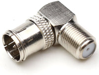 1STec 2 x F-Type Female to Quick Push On Male Plug Right Angle 90° Degree Connector F-pin Coax Coaxial Cable Quick Connect Adapte
