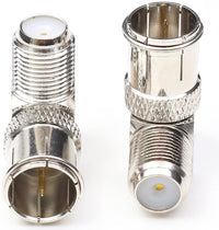 1STec 2 x F-Type Female to Quick Push On Male Plug Right Angle 90° Degree Connector F-pin Coax Coaxial Cable Quick Connect Adapte