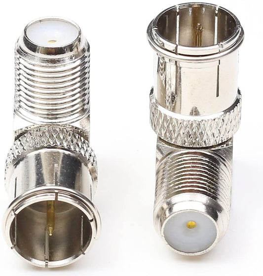 1STec 2 x F-Type Female to Quick Push On Male Plug Right Angle 90° Degree Connector F-pin Coax Coaxial Cable Quick Connect Adapte