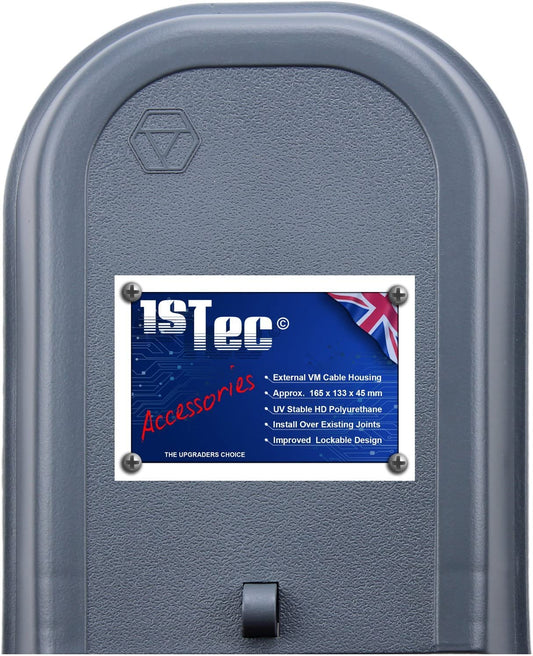 1STec Virgin Media Junction Box for Housing Telephone TV Superhub Modem Leads Electrical Connections on External Wall Joining 2/3 Way F-Connector Splitters to Main Outside Drop Wire (Small External)