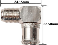 1STec 2 x F-Type Female to Quick Push On Male Plug Right Angle 90° Degree Connector F-pin Coax Coaxial Cable Quick Connect Adapte