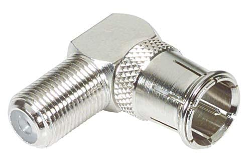 1STec F-Type Female to Quick Push On Male Plug Right Angle 90° Degree Connector F-pin Coax Coaxial Cable Quick Connect Adapte
