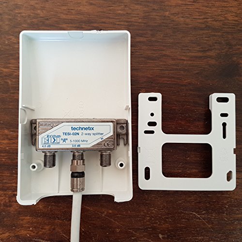 1STec White Internal Virgin Media Wall Box Housing for 2-Way Splitter Outlet or Isolators Suitable for use on TiVo V6 Digital TV & as Used by Super Fast 2 3 Superhub Broadband Cable Modems (Indoor)