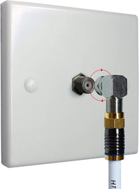 1STec 2 x Right Angled Male F-connector Adaptors to 90° Female Sockets for Sky Plus Digital Twin Shotgun Leads or Freesat Satellite Dish Main Aerial Cable with screw-on ends Set Top Wall Box Faceplate