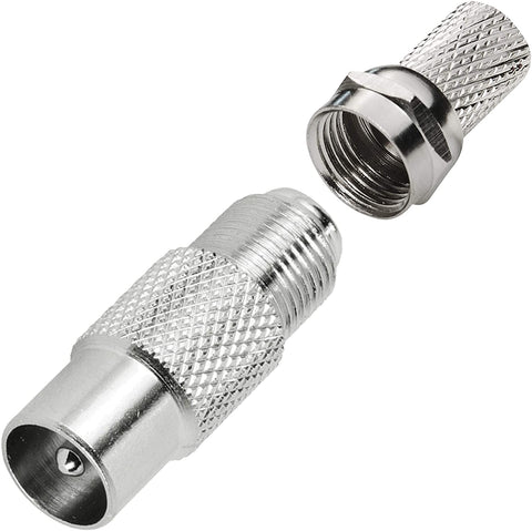 1STec 1 x Screw Type Male Coaxial TV Plug with Standard F-connector for 6mm RG6 CT100 WF100 Freeview Satellite Aerial Extension Wire to a Push in to Female UHF Coax Replacement Termination Adaptor