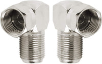 1STec 2 x Right Angled Male F-connector Adaptors to 90° Female Sockets for Sky Plus Digital Twin Shotgun Leads or Freesat Satellite Dish Main Aerial Cable with screw-on ends Set Top Wall Box Faceplate