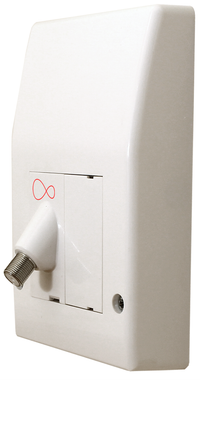 1STec Latest Model Isolated Genuine Virgin Media White Internal use Wall Box Outlet Socket with Euro Module Angled F-Connector Isolator for TiVo Digital TV or Superhub Broadband Modem Indoor Feed